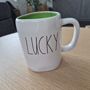 Rae Dunn LUCKY White and Green Mug